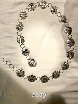 Conchos ronds en argent sterling avec superposition amérindienne par Jerry Cowboy Navajo