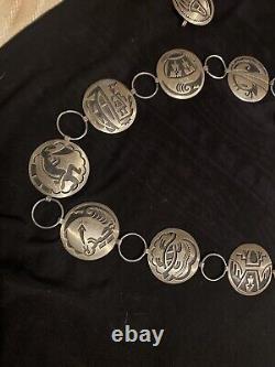 Conchos ronds en argent sterling avec superposition amérindienne par Jerry Cowboy Navajo