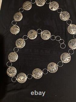 Conchos ronds en argent sterling avec superposition amérindienne par Jerry Cowboy Navajo