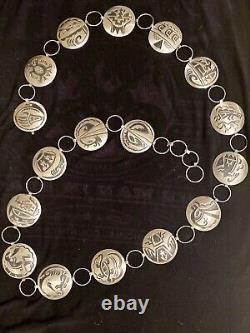 Conchos ronds en argent sterling avec superposition amérindienne par Jerry Cowboy Navajo