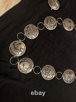 Conchos ronds en argent sterling avec superposition amérindienne par Jerry Cowboy Navajo