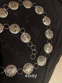 Conchos ronds en argent sterling avec superposition amérindienne par Jerry Cowboy Navajo
