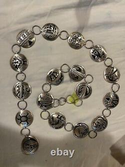 Conchos ronds en argent sterling avec superposition amérindienne par Jerry Cowboy Navajo