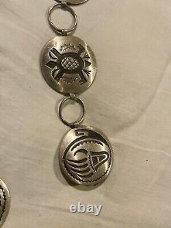 Conchos ronds en argent sterling avec superposition amérindienne par Jerry Cowboy Navajo