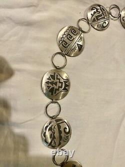 Conchos ronds en argent sterling avec superposition amérindienne par Jerry Cowboy Navajo