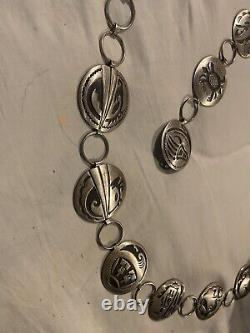 Conchos ronds en argent sterling avec superposition amérindienne par Jerry Cowboy Navajo
