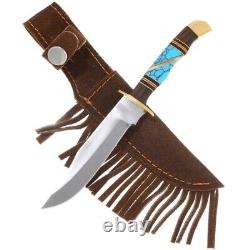 Couteau mini Skinner en turquoise incrustée fait main par les Amérindiens Navajos