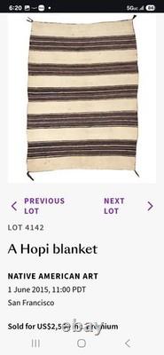 Couverture bandée Hopi historique des années 1880 antique, non Navajo