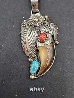 Daniel Etsitty Argent Sterling Amérindien Navajo Turquoise et Corail