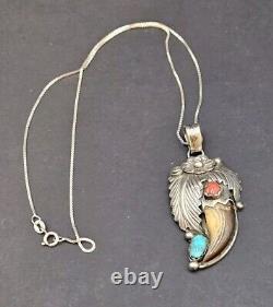 Daniel Etsitty Argent Sterling Amérindien Navajo Turquoise et Corail