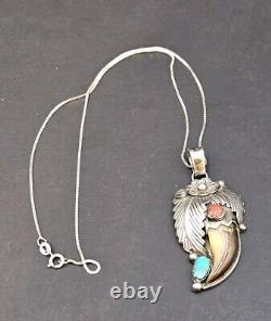 Daniel Etsitty Argent Sterling Amérindien Navajo Turquoise et Corail