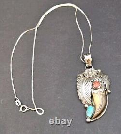 Daniel Etsitty Argent Sterling Amérindien Navajo Turquoise et Corail