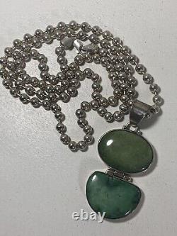 Dean Brown Native American Navajo Sterling Green Turquoise Pendentif & Collier
