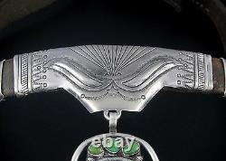 Début Des Années 1900 Navajo Coin Silver & Turquoise Horse Headstall / Bridle