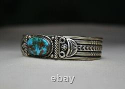 Delbert Gordon Native American Navajo Sterling Silver Turquoise Cuff Bracelet