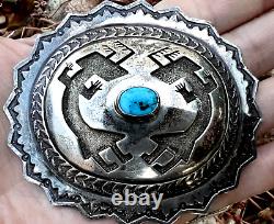 Diapositive de concho en pierre de turquoise vintage pour ceinture en argent sterling coulée en tufa Navajo Zuni 37g