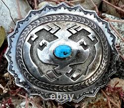 Diapositive de concho en pierre de turquoise vintage pour ceinture en argent sterling coulée en tufa Navajo Zuni 37g