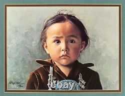 Édition limitée signée de George Molnar, jeune fille amérindienne Navajo, encadrée et mise en valeur