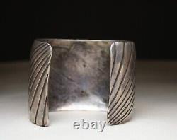 Énorme Vintage Native American Navajo Turquoise Sterling Silver Cuff Bracelet