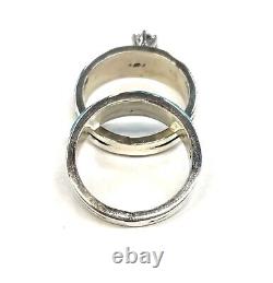 Ensemble de mariage en argent sterling fait main par les Navajos avec turquoise, taille 10,25.