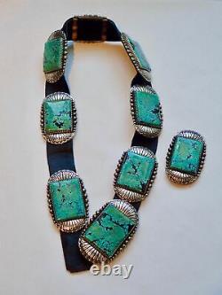 Ernest Bilagody Navajo Vintage Argent Sterling & Ceinture De Concho Turquoise