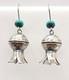 Fantastiques Boucles D'oreilles En Argent Mercure Avec Dimes En Turquoise Navajo Amérindienne