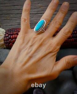 Femmes Native American Navajo Sterling Silver Turquoise Bague Taille 7