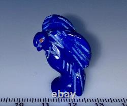 Fétiche d'aigle en lapis sculpté par Amos Pino, Navajo Amérindien