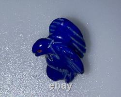 Fétiche d'aigle en lapis sculpté par Amos Pino, Navajo Amérindien