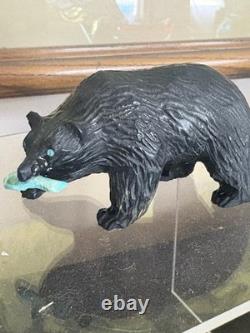 Fétiche en jais sculpté en ours Navajo Amérindien (Frank Tom) 3