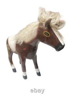 Figurine de statue d'art folklorique sculptée de cheval Navajo amérindien vintage ÉNORME 28