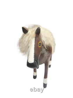 Figurine de statue d'art folklorique sculptée de cheval Navajo amérindien vintage ÉNORME 28