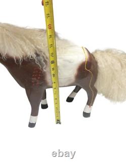 Figurine de statue d'art folklorique sculptée de cheval Navajo amérindien vintage ÉNORME 28