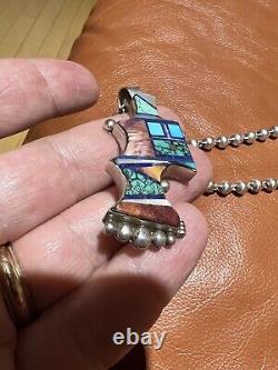 Frank Yellowhorse Navajo Native American Handmade One A Kind Collier 925 Argent