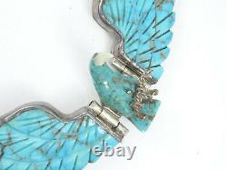 Grand Charlie Bowie Navajo Thunderbird Eagle Pendentif Turquoise Collier Sterling