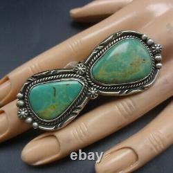 Grand Mike Platero Vintage Navajo Sterling Argent Royston Turquoise Ring Taille 7.5
