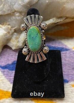 Grand Native American Navajo Sterling Silver, Anneau De Haute Qualité Royston Turquoise
