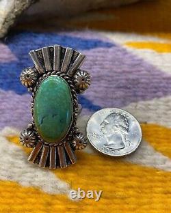 Grand Native American Navajo Sterling Silver, Anneau De Haute Qualité Royston Turquoise