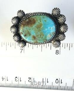 Grand Native American Sterling Silver Navajo Kingman Turquoise Bague Taille 8 & 7/8