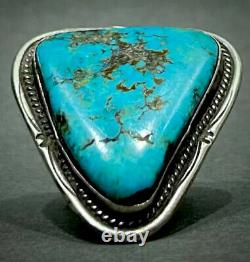 Grand Vintage Navajo Native American Sterling Silver Turquoise Ring Stunning