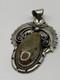 Grand Pendentif Vintage Navajo En Argent Sterling Avec Turquoise Verte Signé Am
