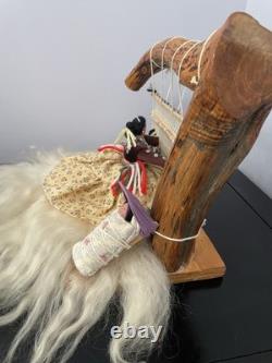 Grande poupée tisserande Navajo amérindienne avec bébé fabriquée à la main