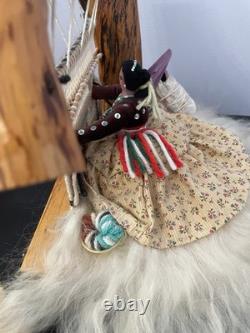 Grande poupée tisserande Navajo amérindienne avec bébé fabriquée à la main