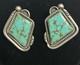 Grandes Boucles D'oreilles Clips En Argent Sterling Et Turquoise Vintage Navajo Amérindien