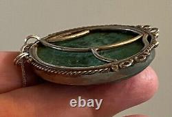 Gros pendentif en malachite amérindien Navajo avec chaîne du Powwow de Stanford