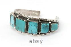 Hommes Turquoise Stone Open Cuff Sterling Argent Native American Navajo Bracelet