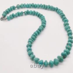 IMPRESSIONNANT ! Collier de perles en argent poli avec des magnifiques pépites de turquoise amérindienne navajo