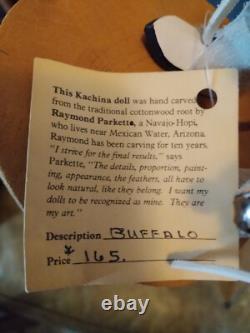 Incroyable ancienne Kachina amérindienne Navajo, Raymond Parkett, excellent COA