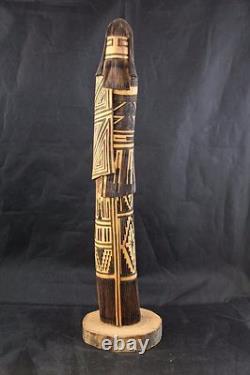 Kachina Navajo à Cheveux Longs Américain Autochtone Signé par Nate Guy