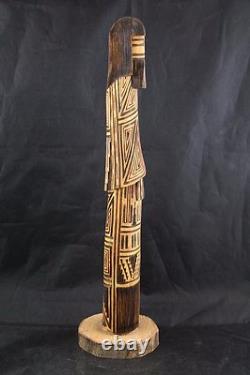 Kachina Navajo à Cheveux Longs Américain Autochtone Signé par Nate Guy